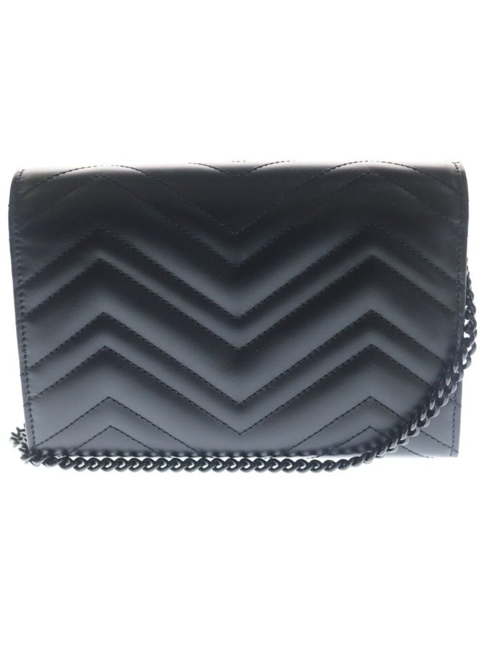 Gucci GG Marmont Chain Wallet Shoulder Bag Black Leather - Picture 2 of 6